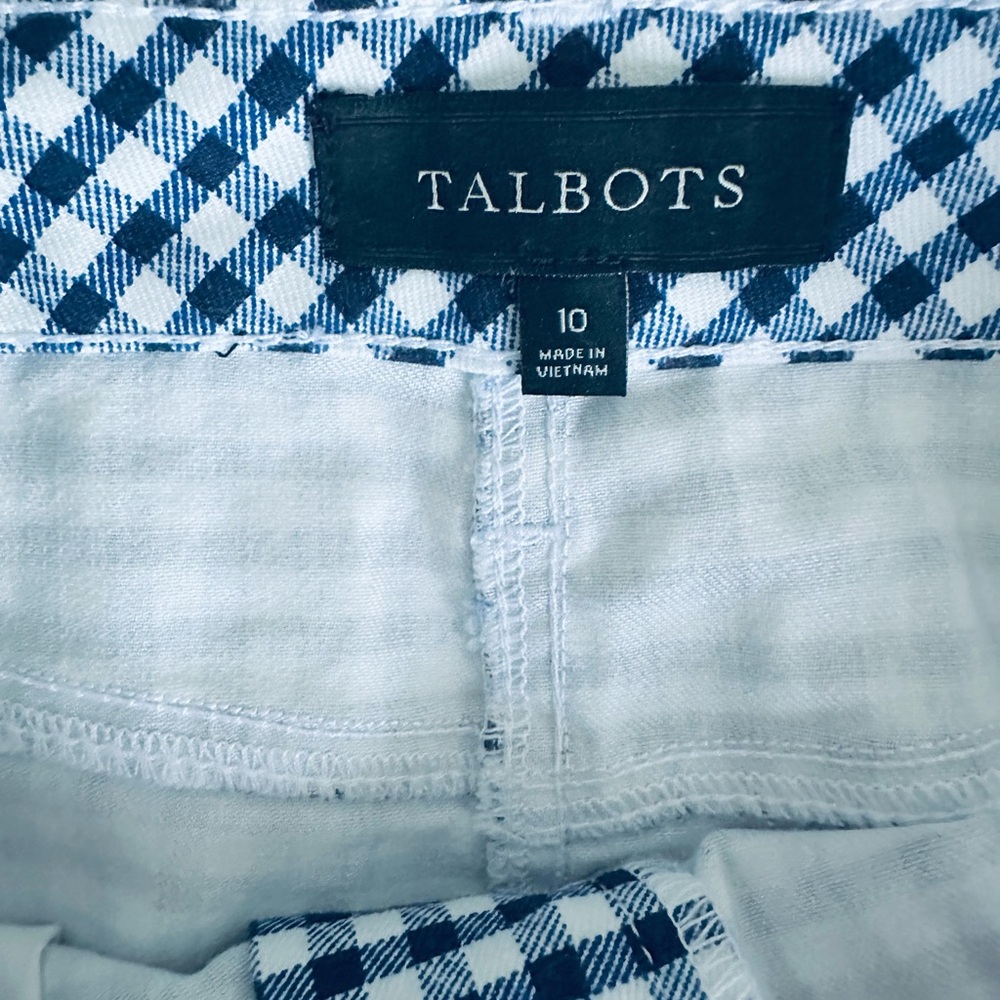 Talbots Blue and White Checkered Denim Skirt / 10 - Picture 3 of 6